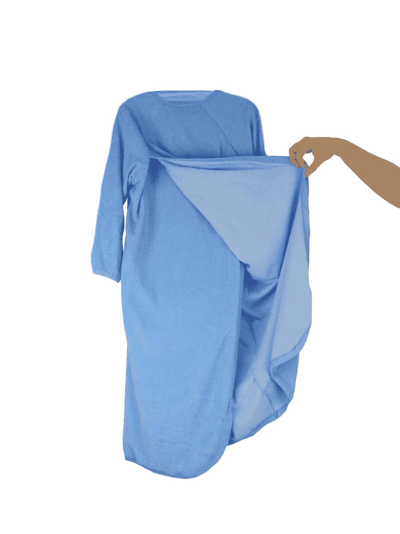 Women's Adaptive Nightwear: Terry Cotton Open Back Nightgown - M001