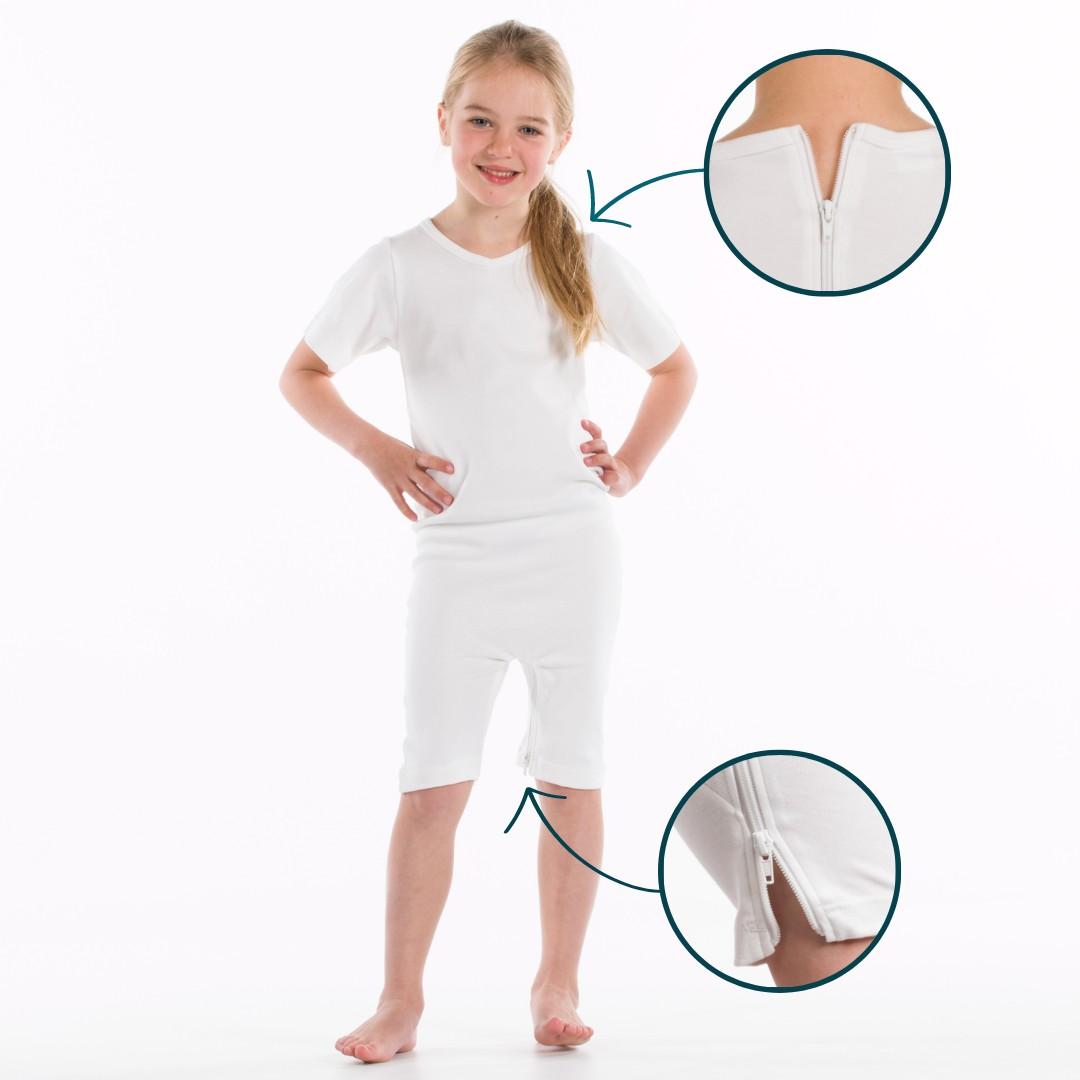 Children's Bodysuit - Short Sleeves and Legs/Back and Crotch Zip (4020)