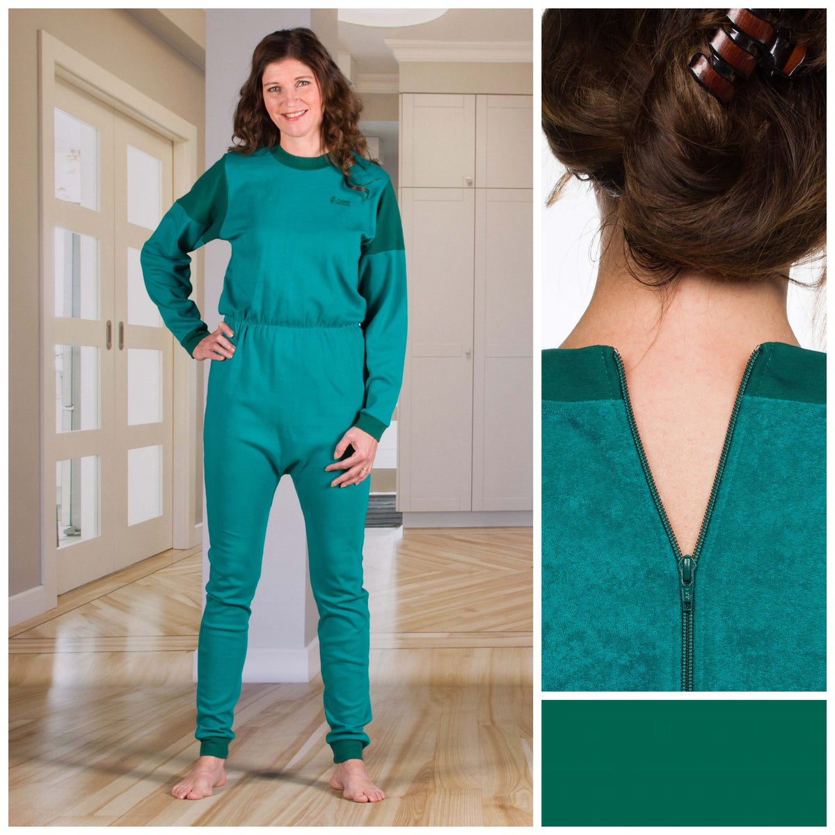 Unisex Jumpsuit: Long Sleeves Leggings - Zip Up The Back - Optional Zip In The Crotch (4332)