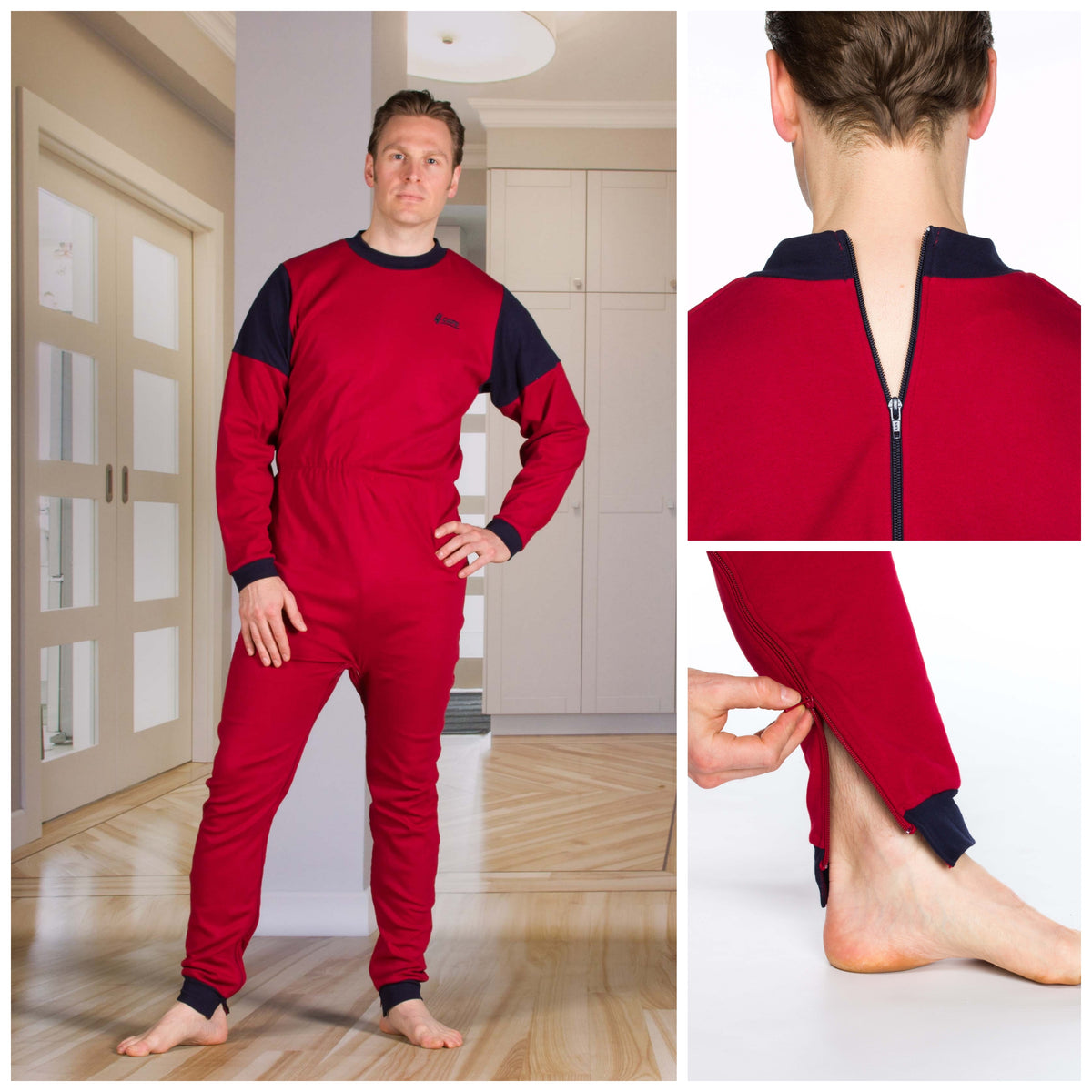 Unisex Jumpsuit: Long Sleeves Leggings - Zip Up The Back - Optional Zip In The Crotch (4332)