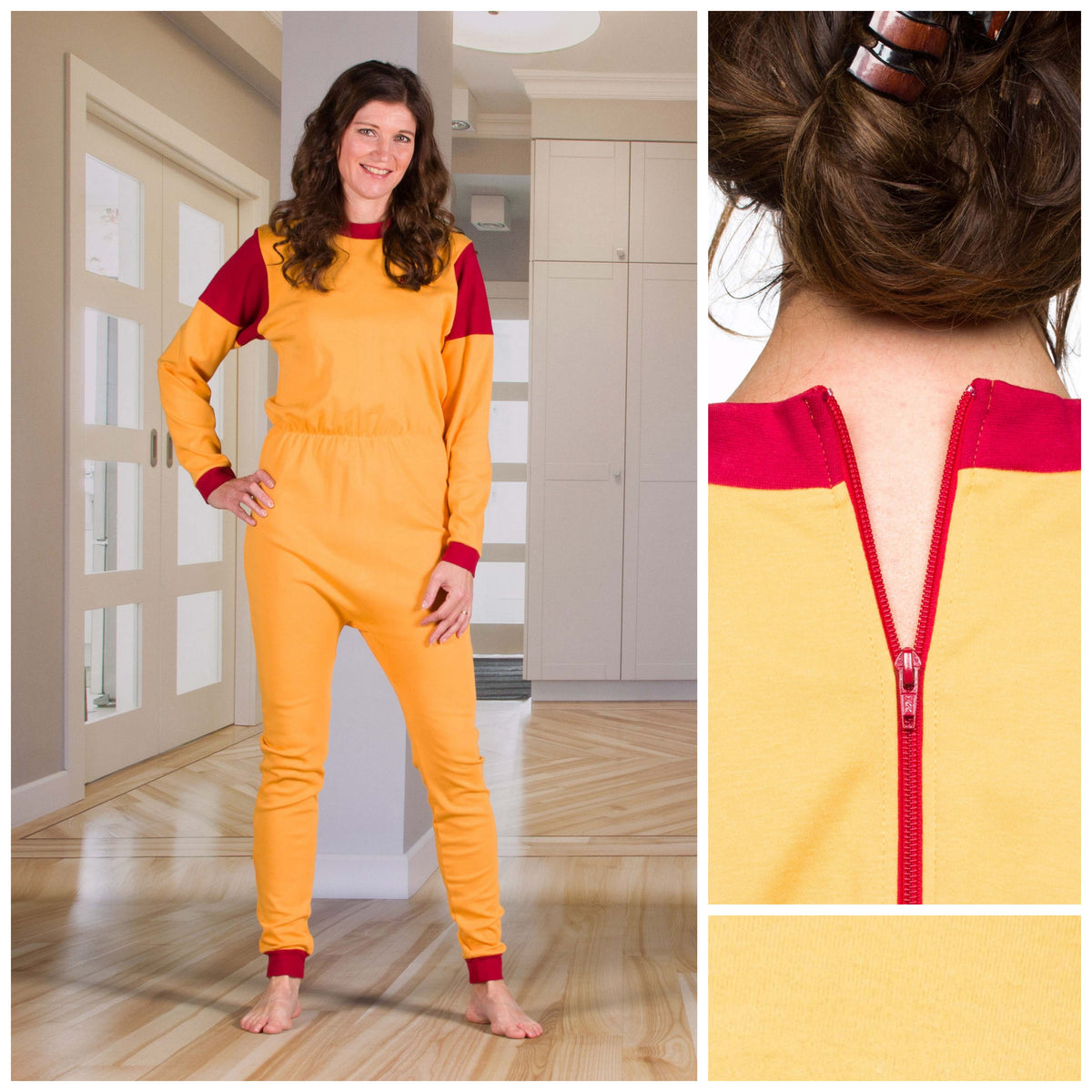 Unisex Jumpsuit: Long Sleeves Leggings - Zip Up The Back - Optional Zip In The Crotch (4332)