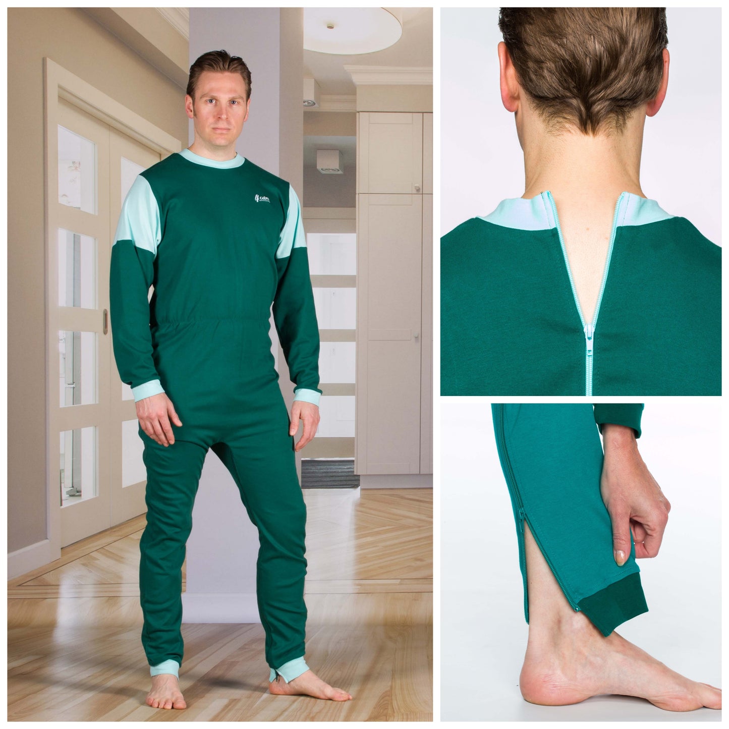 Unisex Jumpsuit: Long Sleeves Leggings - Zip Up The Back - Optional Zip In The Crotch (4332)
