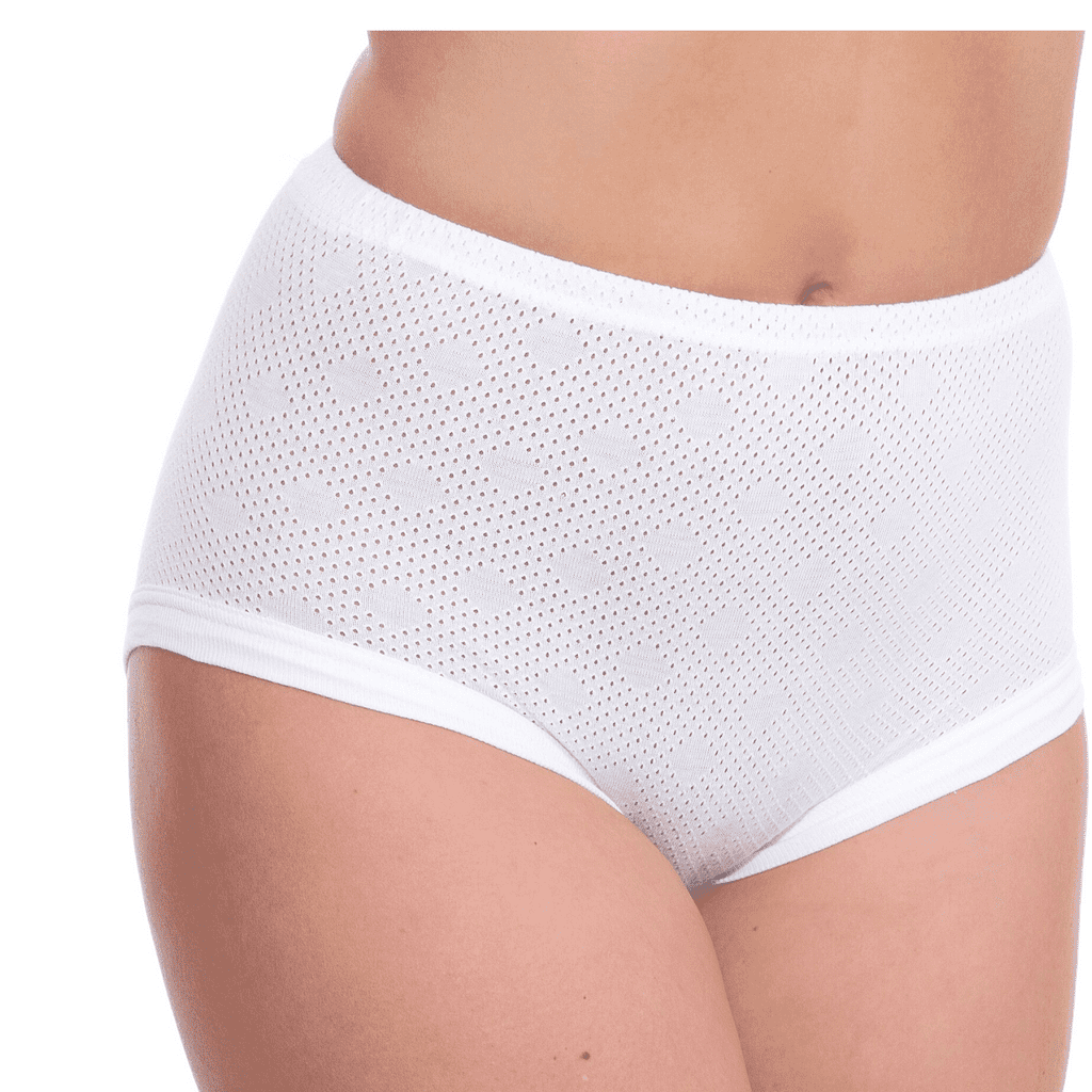 Continence and Bed Protection Ladies 100 Cotton Eyelet Knickers