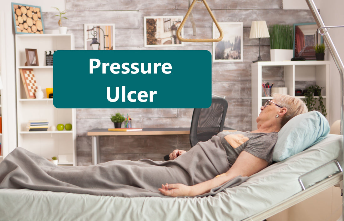 a patient lying on the bed with pressure ulcer