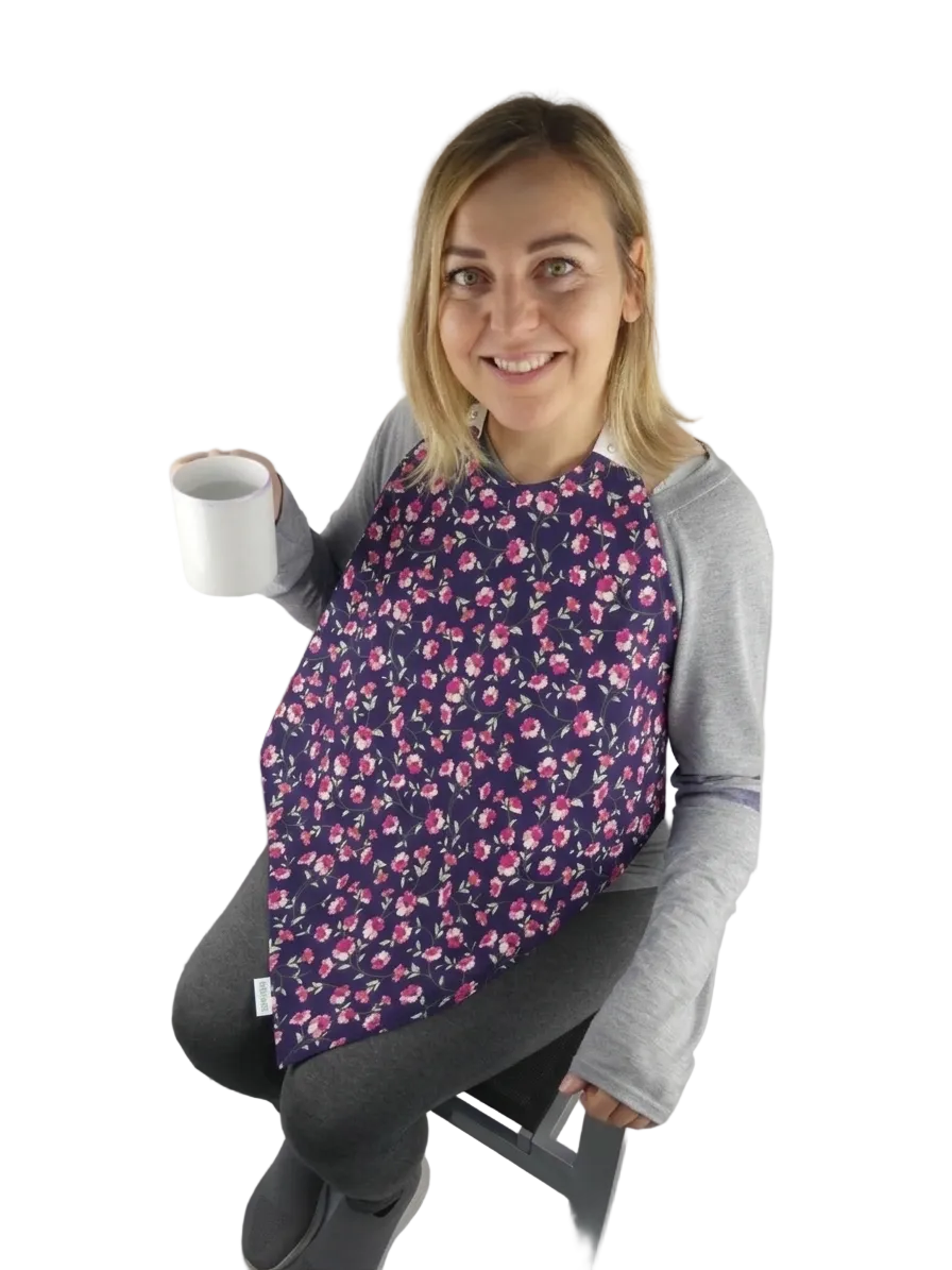 Catchkin Napkin: Adult Bib With Half Width Waterproof Back and Poppers - M015