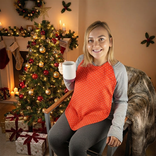 Catchkin Napkin: Adult Bib With Half Width Waterproof Back and Poppers - M015