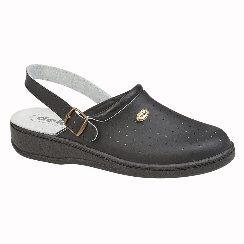 Mens Slip on Shoe- Black Coated Leather (U009)