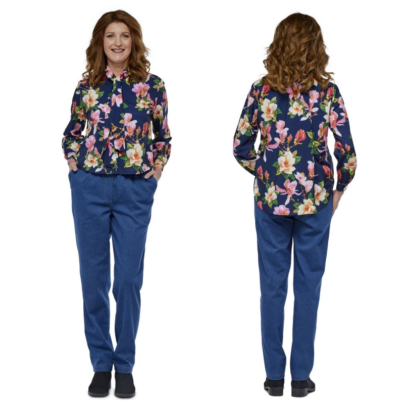 Ladies Formal Blouse with cross over open back-Long Sleeve (4154)
