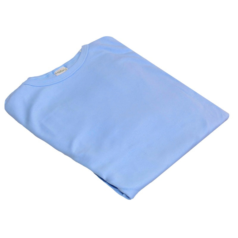 Men's Adaptive Nightwear: 100% Interlock Cotton Completely Open Back Nightshirt with Long Sleeves - M139