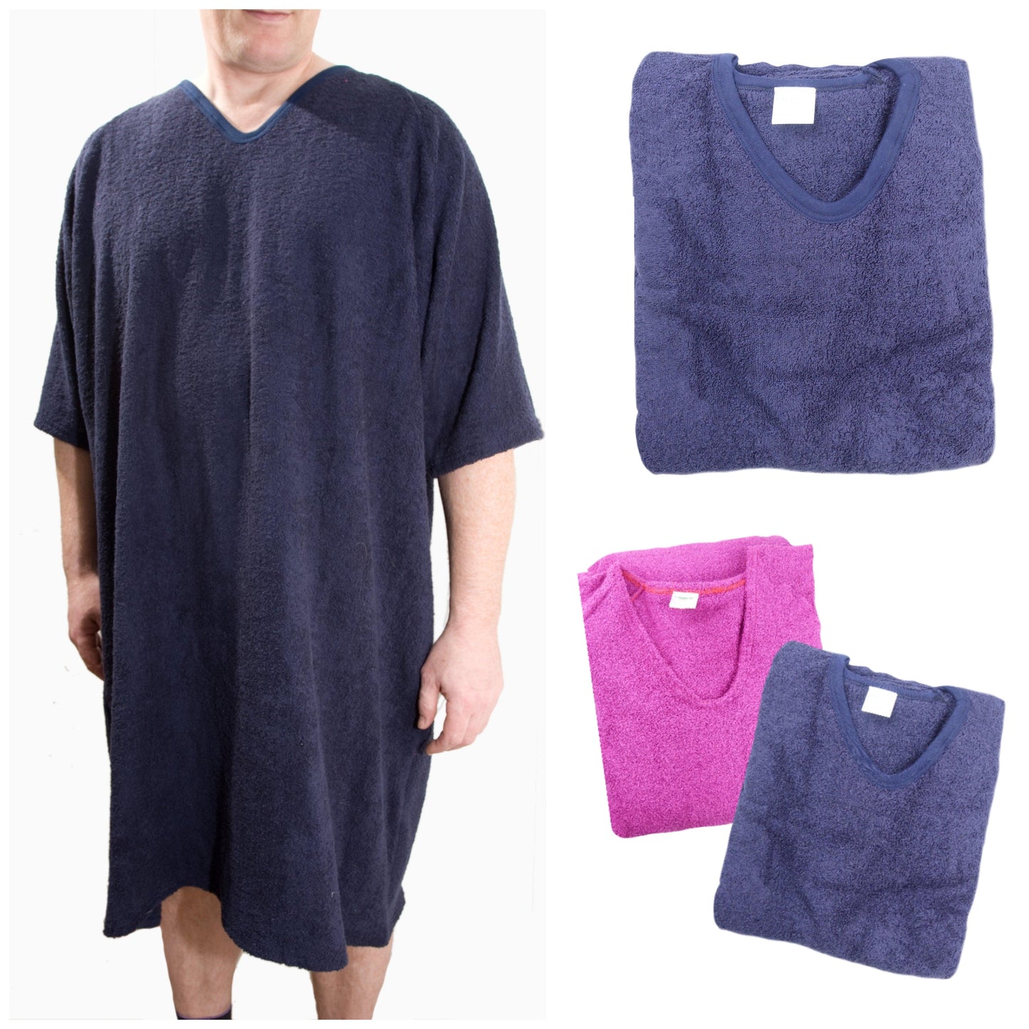 Unisex Adaptive Clothing: Complete Open Back Dri-Me Towelling Shower Robe - M176 - MEDORIS