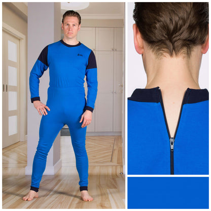 Unisex Jumpsuit: Long Sleeves Leggings - Zip Up The Back - Optional Zip In The Crotch (4332)