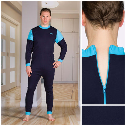 Unisex Jumpsuit: Long Sleeves Leggings - Zip Up The Back - Optional Zip In The Crotch (4332)