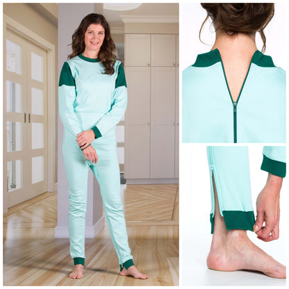 Unisex Jumpsuit: Long Sleeves Leggings - Zip Up The Back - Optional Zip In The Crotch (4332)