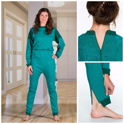 Unisex Jumpsuit: Long Sleeves Leggings - Zip Up The Back - Optional Zip In The Crotch (4332)