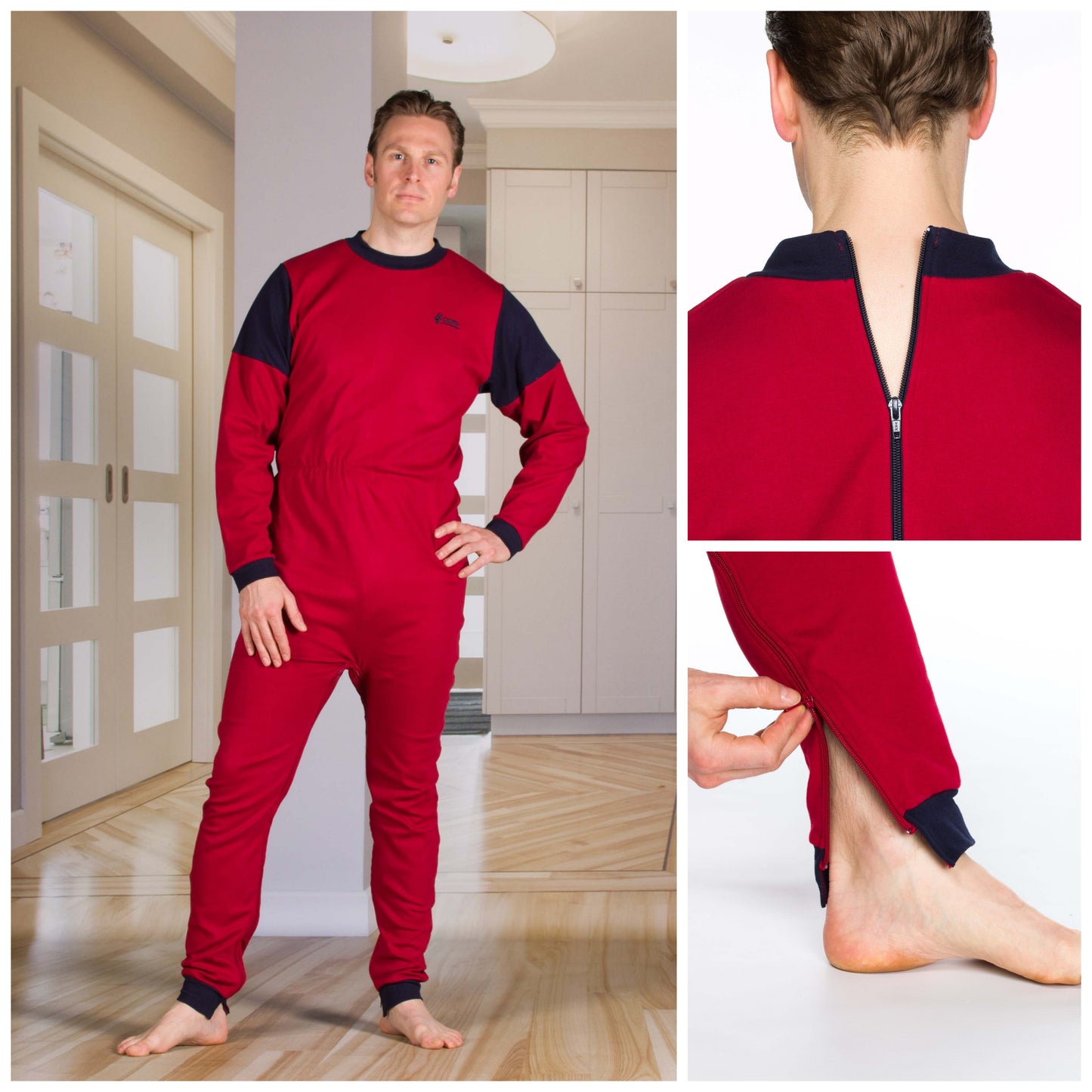 Unisex Jumpsuit: Long Sleeves Leggings - Zip Up The Back - Optional Zip In The Crotch (4332)