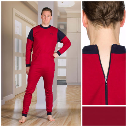 Unisex Jumpsuit: Long Sleeves Leggings - Zip Up The Back - Optional Zip In The Crotch (4332)