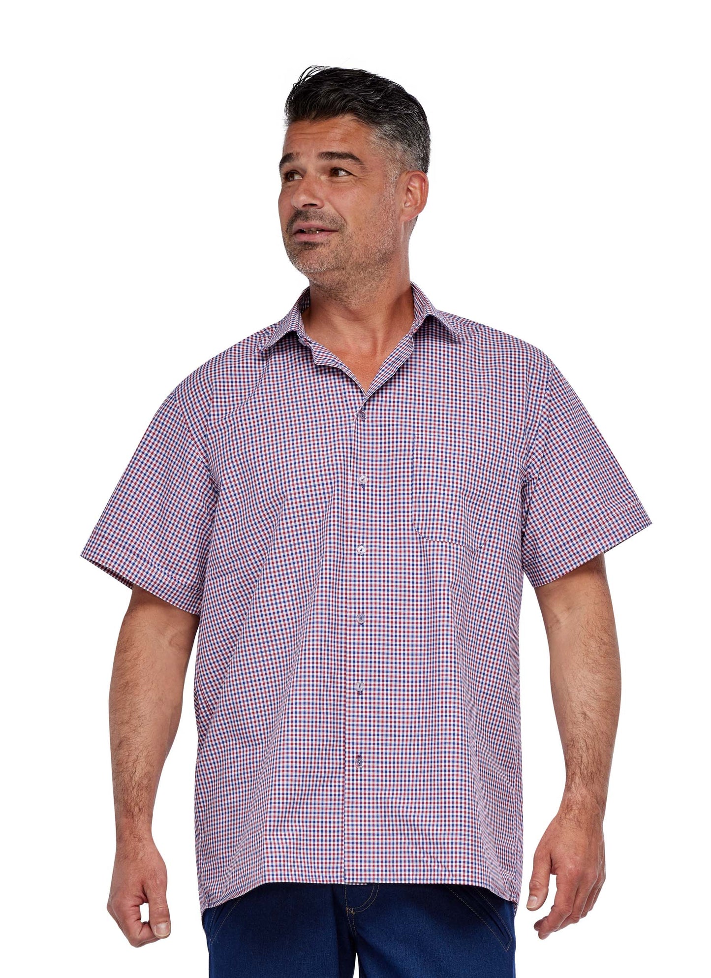 Men's Classic Oxford Short Sleeve Shirt with Cross Over Back (4262)