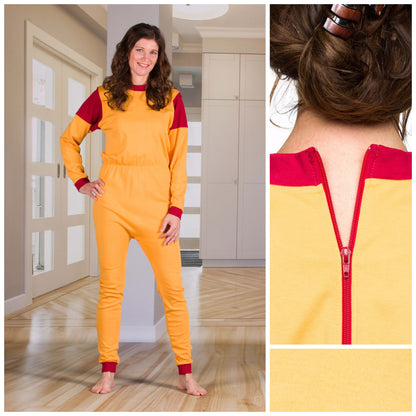 Unisex Jumpsuit: Long Sleeves Leggings - Zip Up The Back - Optional Zip In The Crotch (4332)