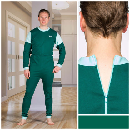 Unisex Jumpsuit: Long Sleeves Leggings - Zip Up The Back - Optional Zip In The Crotch (4332)