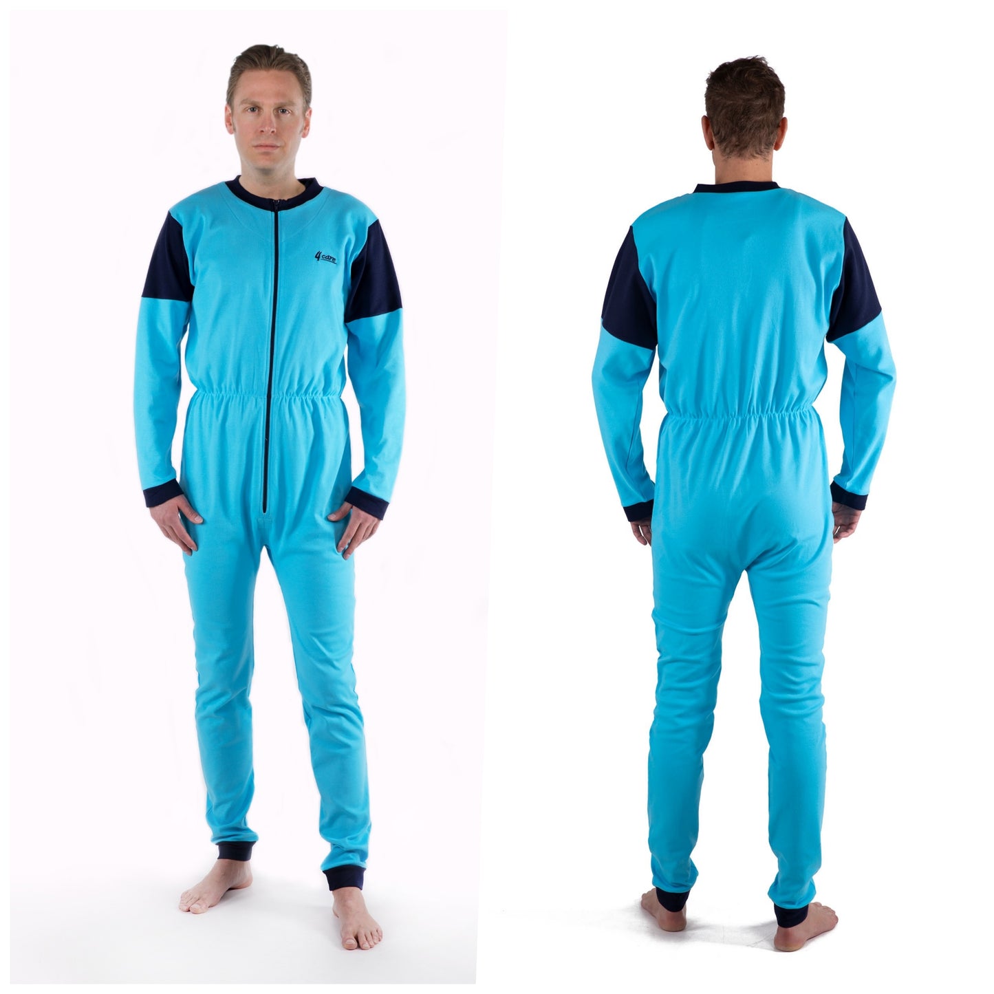 Unisex Jumpsuit-Light Blue: Front Zip (4331)