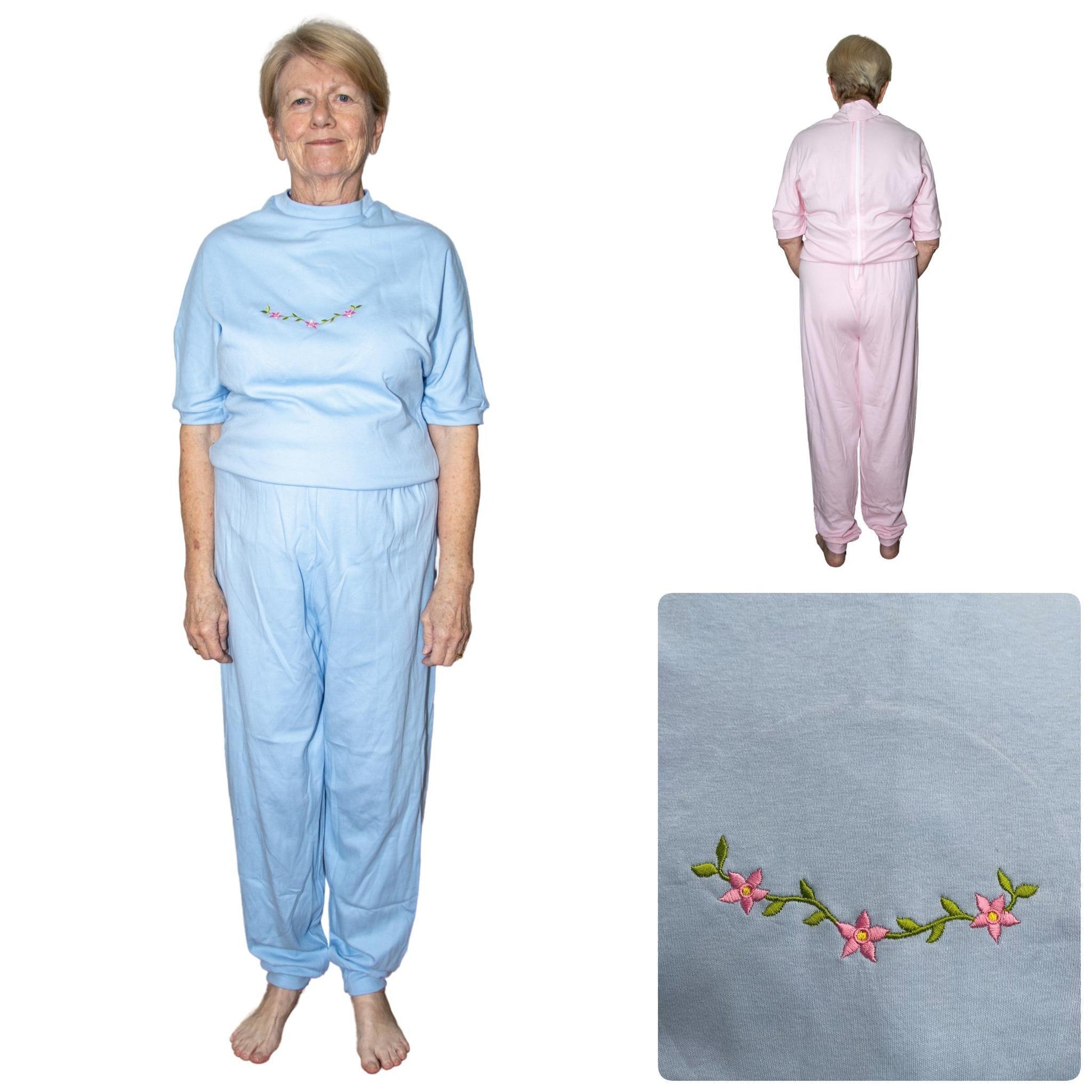 Women's Adaptive Nightwear: Ladies All-in-One Pyjamas with Short Sleeves - M019 - MEDORIS