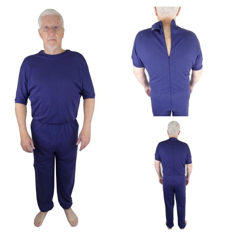 Men's Adaptive Nightwear: All-in-One Pyjamas with Short Sleeves - M030 - MEDORIS