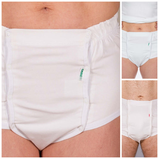 Underpants with Front Button Closure-White (4213)