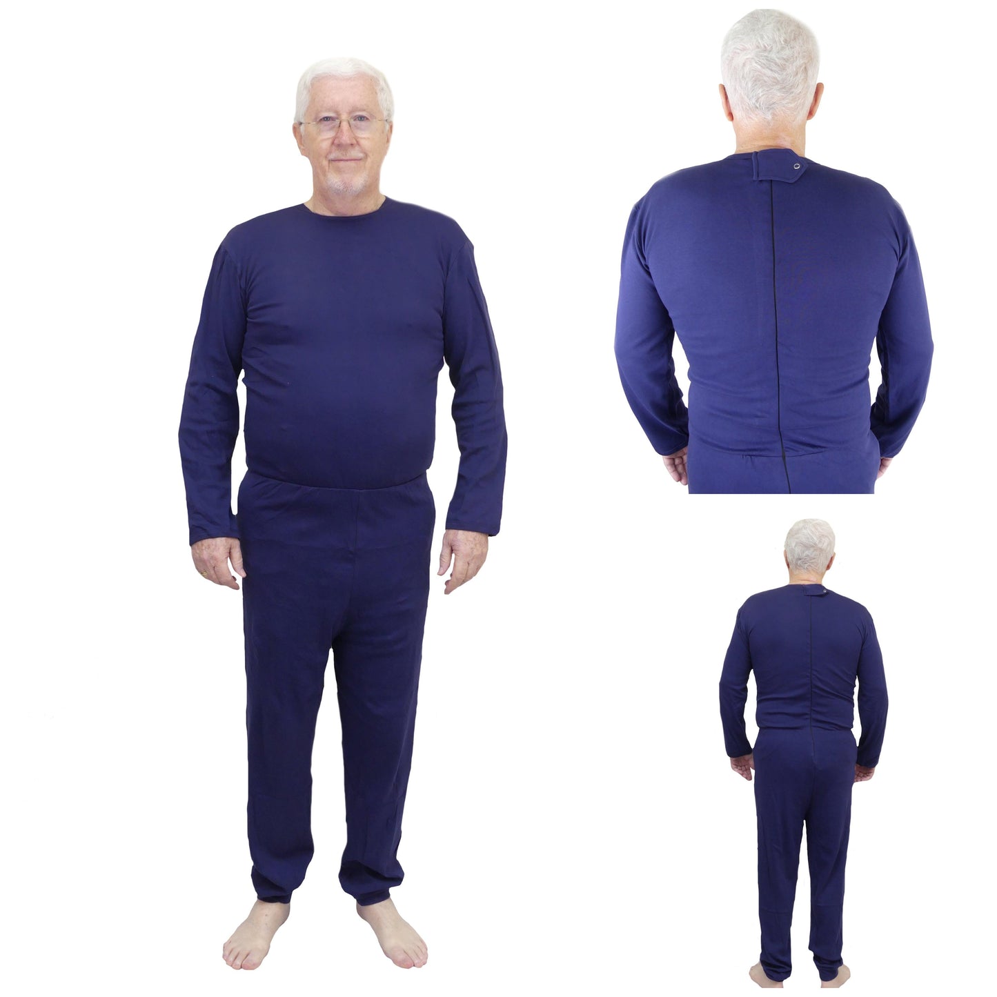 Men's Adaptive Nightwear: All-in-One Pyjamas with Long Sleeves - M146 - MEDORIS