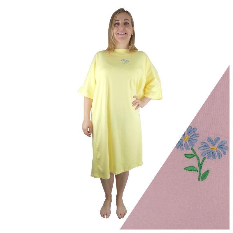 Women's Adaptive Nightwear: 100% Cotton Interlock Completely Open Back Nightgown - M080 - MEDORIS