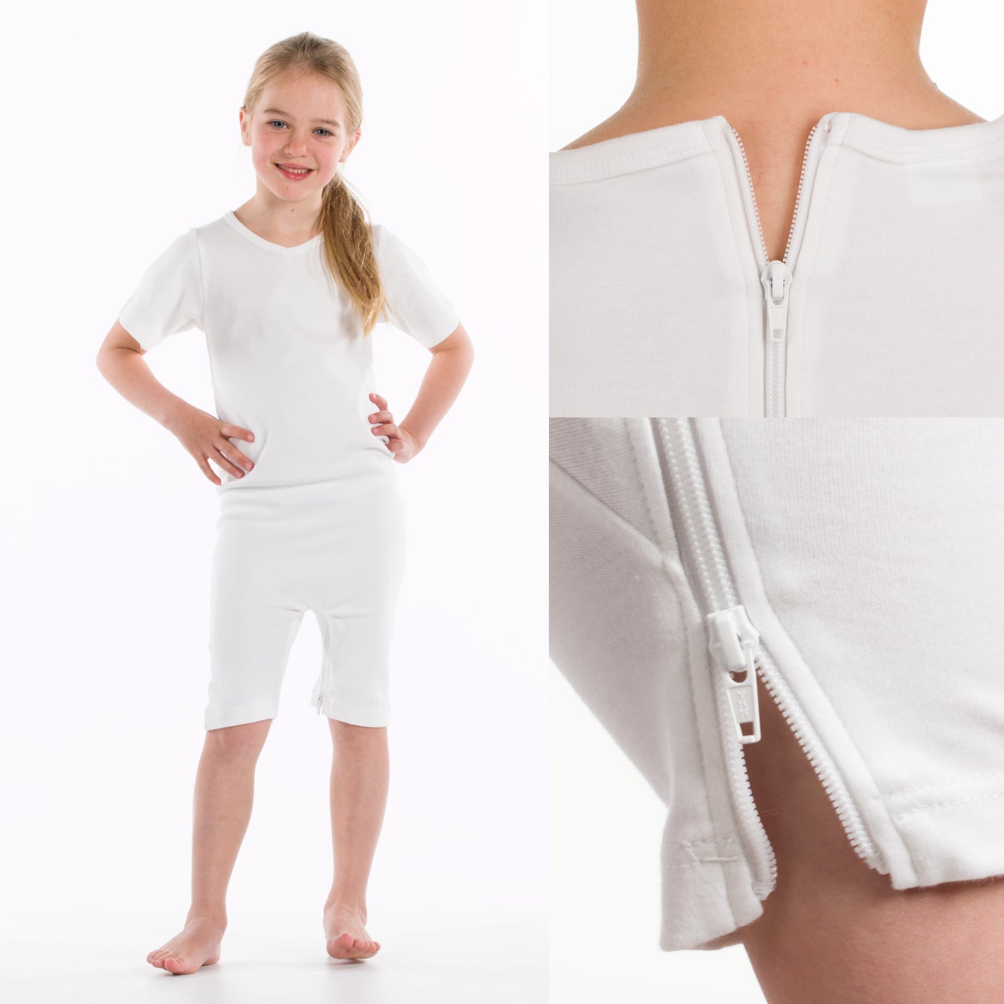Children's Bodysuit - Short Sleeves and Legs/Back and Crotch Zip  (4020)